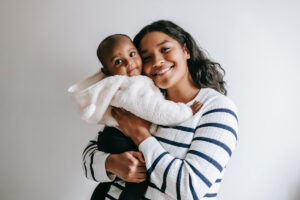 Woman holding a baby