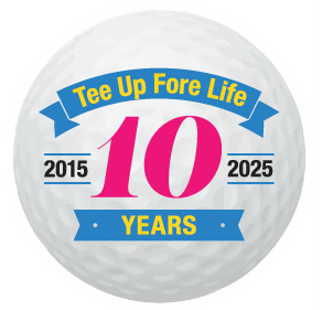 10 year Tee Up for Life Golf Ball logo
